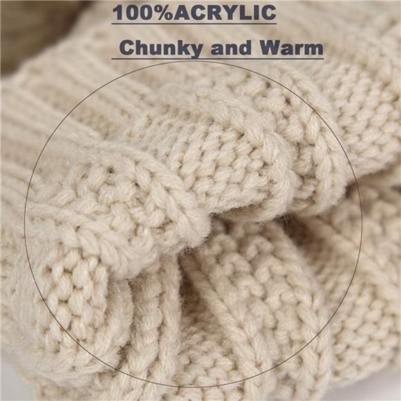 SAMZX Womens Winter Hat Thick Cable Knit Warm Beanie for Women with Faux Fur Pom